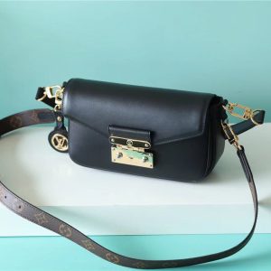 LV Swing Monogram Black For Women, Shoulder And Crossbody Bags 24cm/9.4in LV M20393