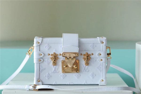 LV Petite Malle Monogram White For Women, Shoulder And Crossbody Bags 7.9in/20cm LV M20847