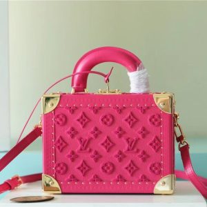 LV Valisette Tresor Monogram Empreinte Pink For Women, Women’s Bags, Shoulder And Crossbody Bags 9.4in/24cm LV