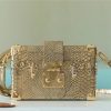 LV Petite Malle High Shiny Alligator By Nicolas Ghesquiere Gold For Women, Shoulder And Crossbody Bags 7.9in/20cm LV