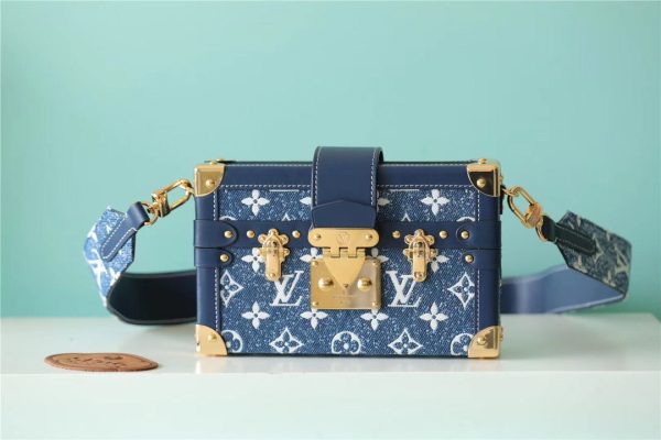 LV Petite Malle Jacquard Since 1854 Blue For Women, Women’s Handbags, Shoulder Bags And Crossbody Bags 7.5in/19cm LV