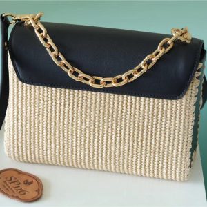 LV Twist MM Raffia Black For Women, Shoulder And Crossbody Bags 9.1in/23cm LV