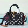 LV Speedy Bandouliere 20 Monogram Empreinte Black / White / Pink For Women, Shoulder And Crossbody Bags 20.5cm/8.1in LV M46088