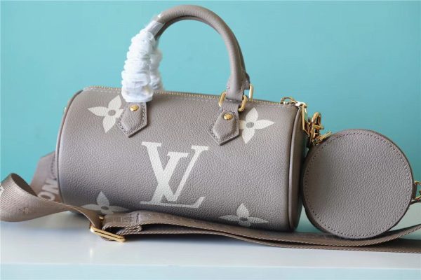 LV Papillon BB Monogram Empreinte Tourterelle / Creme Beige For Women, Women’s Handbags, Shoulder Bags And Crossbody Bags 7.9in/20cm LV M46031