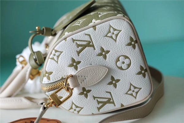 LV Speedy Bandouliere 20 PM Monogram Empreinte Khaki Green / Beige / CreamFor Women, Shoulder And Crossbody Bags 20.5cm/8.1in LV M46118