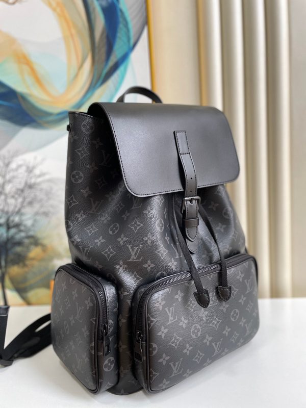 LV Trio Backpack Monogram Eclipse Canvas Black By Virgil Abloh For Men, Bags 44cm LV M45538