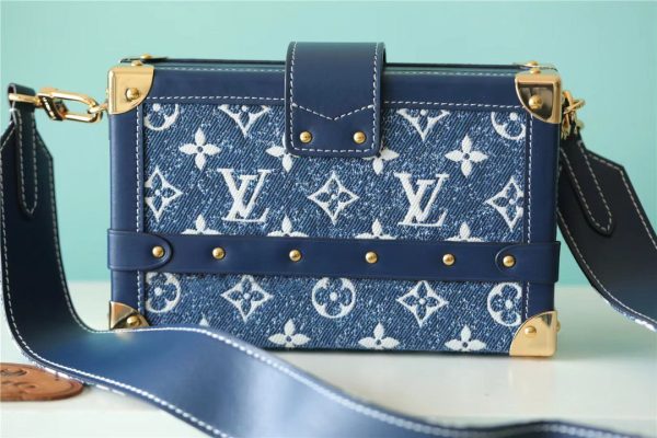 LV Petite Malle Jacquard Since 1854 Blue For Women, Women’s Handbags, Shoulder Bags And Crossbody Bags 7.5in/19cm LV