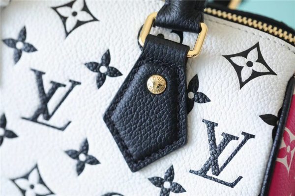 LV Speedy Bandouliere 20 Monogram Empreinte Black / White / Pink For Women, Shoulder And Crossbody Bags 20.5cm/8.1in LV M46088