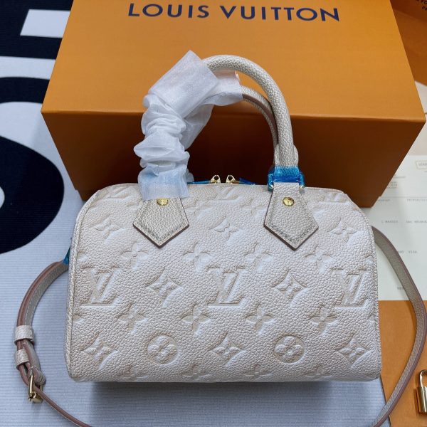 LV Speedy Bandouliere 20 Monogram Empreinte Pale Beige For Women, Shoulder And Crossbody Bags 20.5cm/8.1in LV M46163