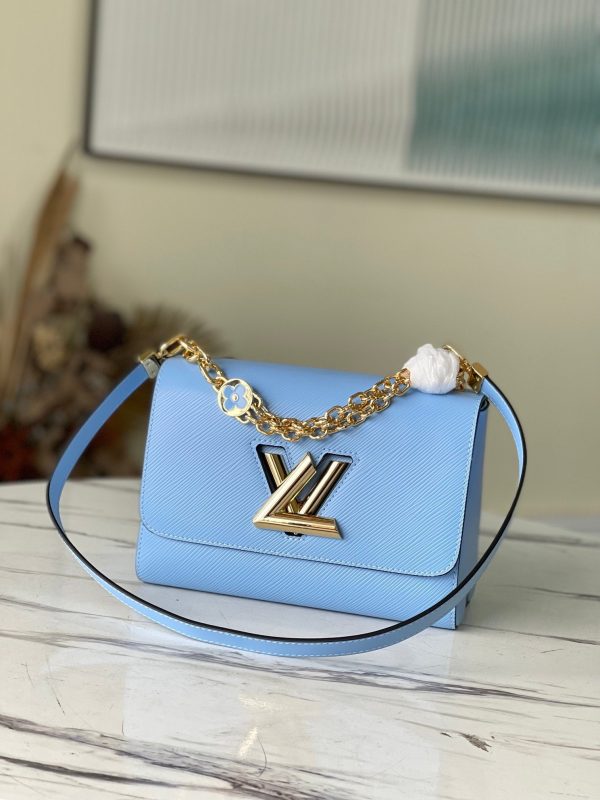 LV Twist MM Monogram Flower Bleu Nuage Blue For Women, Shoulder And Crossbody Bags 9.1in/23cm LV M59627