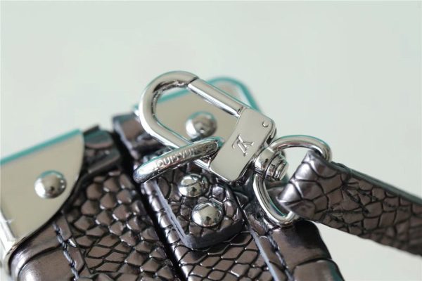 LV Petite Malle High Shiny Alligator By Nicolas Ghesquiere Silver For Women, Shoulder And Crossbody Bags 7.9in/20cm LV