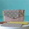 LV Pochette Felicie Monogram Empreinte Pink/ Beige/ Yellow For Women, Shoulder And Crossbody Bags 21cm/8.3in LV M81359