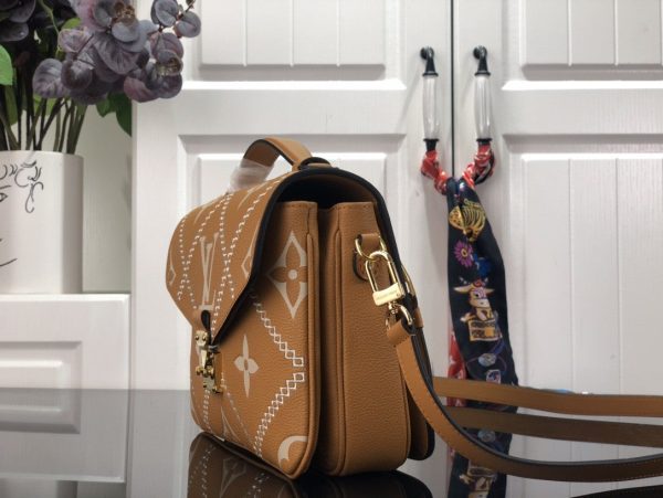 LV Pochette Metis Monogram Empreinte Arizona Brown For Spring, Shoulder And Crossbody Bags 9.8in/25cm LV M46018