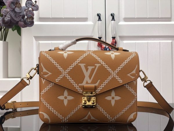 LV Pochette Metis Monogram Empreinte Arizona Brown For Spring, Shoulder And Crossbody Bags 9.8in/25cm LV M46018