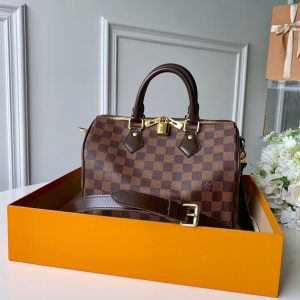 LV Speedy Bandouliere 25 Damier Ebene Canvas For Women, Shoulder And Crossbody Bags 9.8in/25cm LV N41368