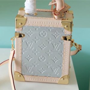 LV The Camera Box Monogram Empreinte By Nicolas Ghesquiere Light Blue/Light Pink For Women, Shoulder And Crossbody Bags 6.3in/16cm LV