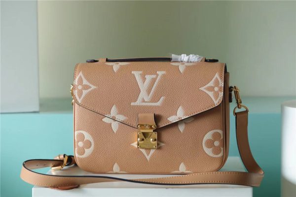 LV Pochette Metis Monogram Empreinte Arizona Brown / Creme Beige For Women, Shoulder And Crossbody Bags 9.8n/25cm LV M46018