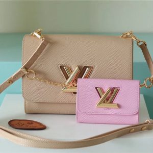 LV Twist MM Bag Epi Beige/ Light Pink For Women, Shoulder and Cross Body Bags 9.1in/23cm LV