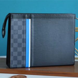 LV Pochette Voyage MM Epi Damier Graphite Canvas Black For Men, Travel Accessories 27cm LV M56827