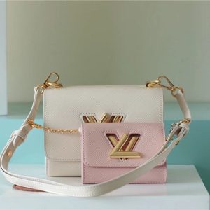 LV Twist PM Bag, Shoulder and Cross Body Bags For Women Taupe Brown / Pink 7.5in/19cm LV M59886