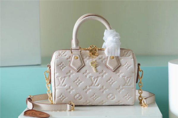 LV Speedy Bandouliere 20 Monogram Empreinte Pale Beige For Women, Shoulder And Crossbody Bags 20.5cm/8.1in LV M46163