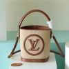 LV Petit Bucket Raffia Caramel Brown For Women, Women’s Bags, Shoulder And Crossbody Bags 9.4in/24cm LV M59961