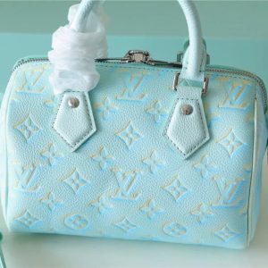 LV Speedy Bandouliere 20 Monogram Empreinte Vert D’eau Green For Women, Shoulder And Crossbody Bags 20.5cm/8.1in LV M46092