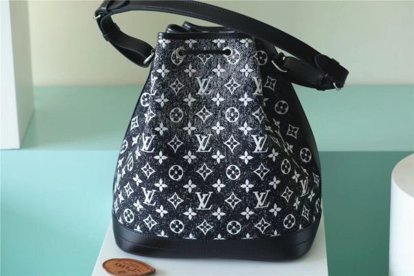 LV Petit Noe Monogram Jacquard Denim Black For Women, Shoulder And Crossbody Bags 11.2in/28.5cm LV