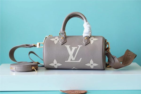 LV Papillon BB Monogram Empreinte Tourterelle / Creme Beige For Women, Women’s Handbags, Shoulder Bags And Crossbody Bags 7.9in/20cm LV M46031