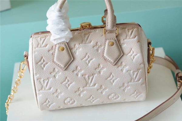 LV Speedy Bandouliere 20 Monogram Empreinte Pale Beige For Women, Shoulder And Crossbody Bags 20.5cm/8.1in LV M46163