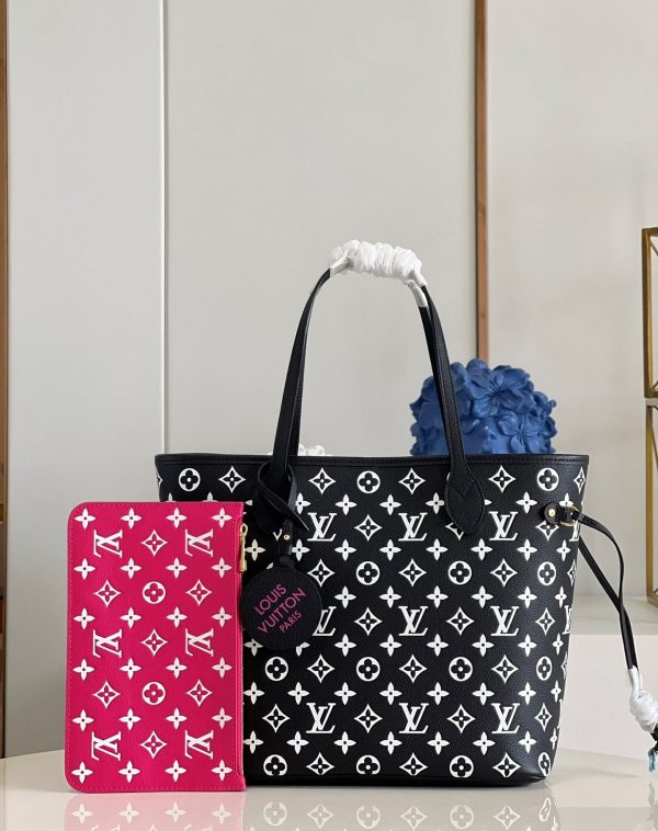 LV Neverfull MM Monogram Empreinte Black/White For Women, Tote Bags 12.2in/31cm LV M46103