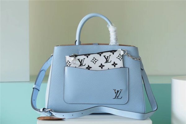 LV Marelle Tote MM Epi Bleu Nuage Blue For Women, Women’s Handbags, Shoulder And Crossbody Bags 11.8in/30cm LV