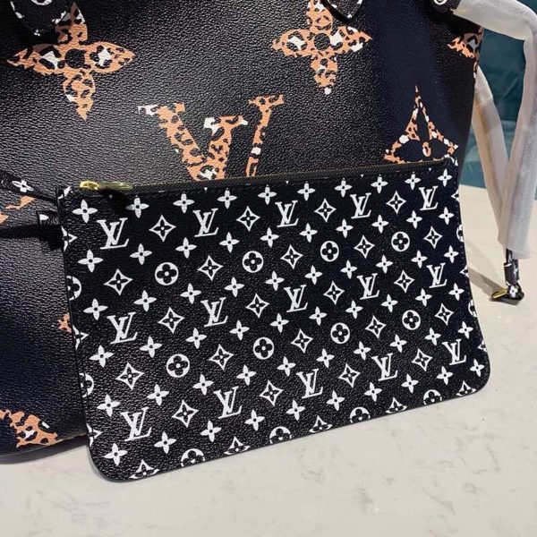 LV Neverfull MM Tote Bag Monogram Jungle Canvas Black For Women, Shoulder Bags 12.2in/31cm LV M44676