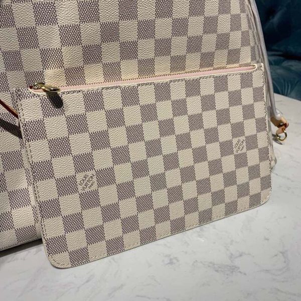 LV Neverfull GM Tote Bag Damier Azur Canvas Rose Ballerine Pink For Women, Shoulder Bags 15.4in/39cm LV N41604