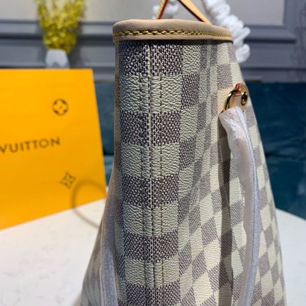 LV Neverfull GM Tote Bag Damier Azur Canvas Beige For Women, Shoulder Bags 15.4in/39cm LV N41360