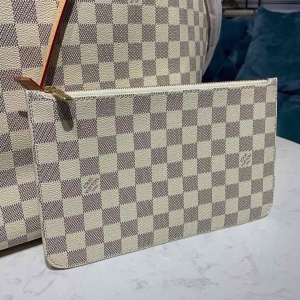 LV Neverfull GM Tote Bag Damier Azur Canvas Beige For Women, Shoulder Bags 15.4in/39cm LV N41360