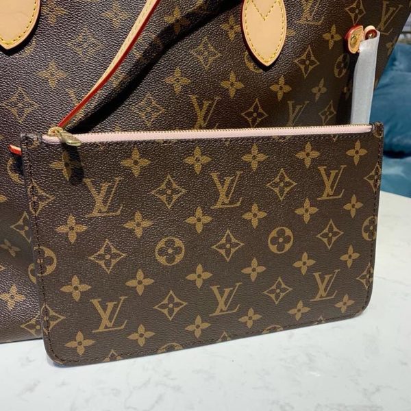 LV Neverfull MM Tote Bag Monogram Canvas Rose Ballerine Pink For Women, Shoulder Bags 12.6in/32cm LV M41178