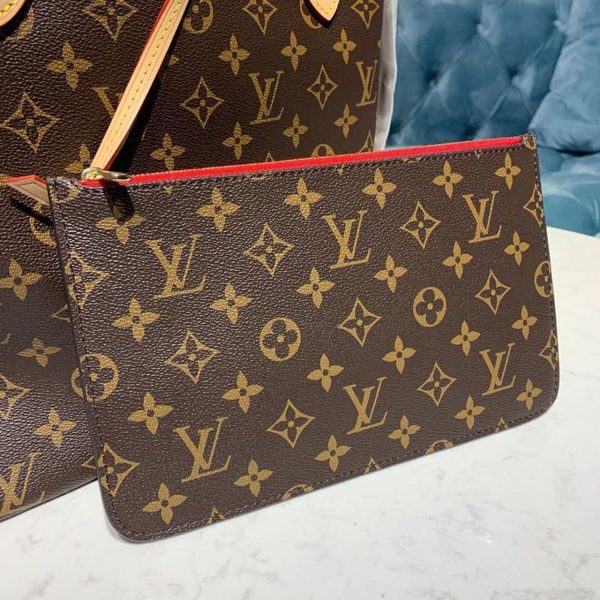 LV Neverfull MM Tote Bag Monogram Canvas Cerise Red For Women, Shoulder Bags 12.2in/31cm LV M41177