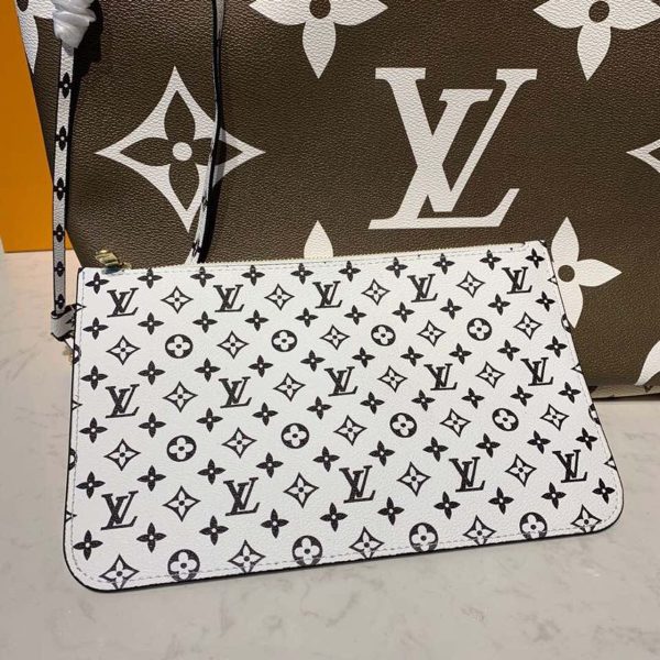 LV Neverfull MM Tote Bag Monogram Canvas Khaki/Beige For Women, Shoulder Bags 12.2in/31cm LV M44568