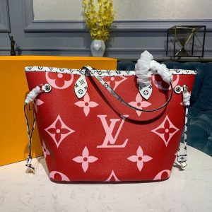 LV Neverfull MM Tote Bag Monogram Canvas Red/Pink For Women, Shoulder Bags 12.2in/31cm LV M44567