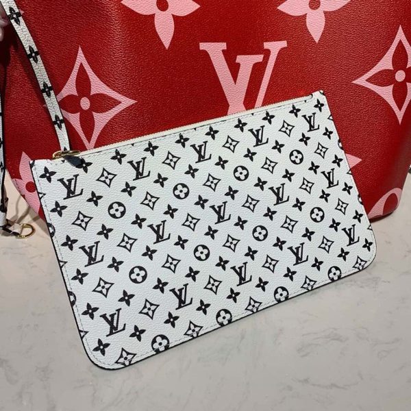 LV Neverfull MM Tote Bag Monogram Canvas Red/Pink For Women, Shoulder Bags 12.2in/31cm LV M44567