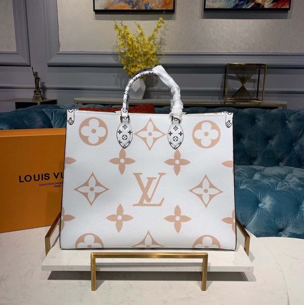 LV OnTheGo GM Tote Bag Monogram Giant Canvas Khaki/Cream/Beige For Women, Shoulder Bags 16.3in/41.5cm LV M44571