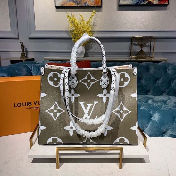 LV OnTheGo GM Tote Bag Monogram Giant Canvas Khaki/Cream/Beige For Women, Shoulder Bags 16.3in/41.5cm LV M44571