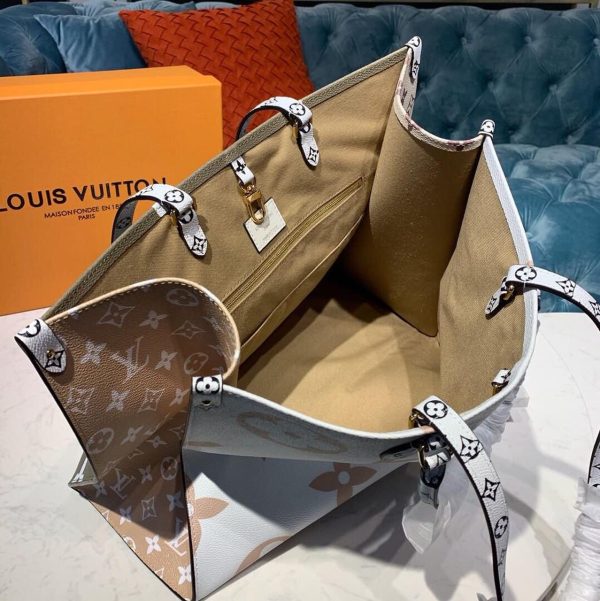 LV OnTheGo GM Tote Bag Monogram Giant Canvas Khaki/Cream/Beige For Women, Shoulder Bags 16.3in/41.5cm LV M44571