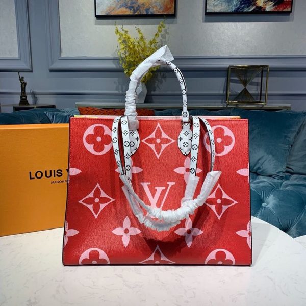 LV OnTheGo GM Tote Bag Monogram Giant Canvas Red/Pink/Yellow For Women, Shoulder Bags 16.3in/41.5cm LV M44569