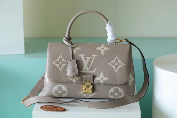 LV Madeleine MM Monogram Empreinte Dove Gray/ Creme Beige For Women, Shoulder and Crossbody Bags 11.8in/30cm LV M46041