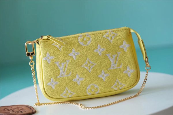 LV Mini Pochette Accessoires Monogram Empreinte Lemon Curd Yellow For Women, Shoulder And Crossbody Bags 15.5cm/6.1in LV M46129