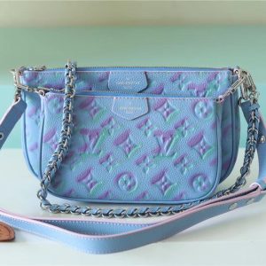 LV Multi Pochette Accessoires Monogram Empreinte Blue For Women, Women’s Handbags 9.4in/24cm LV