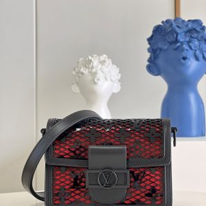 LV Limited Mini Dauphine Bags By Nicolas Ghesquière With Monogram Lace Black For Women 20cm LV M20595