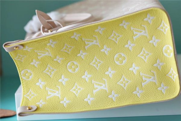 LV Onthego MM Monogram Empreinte Beige/ Pink/ Yellow For Women, Shoulder And Crossbody Bags 35cm/13.8in LV M46128